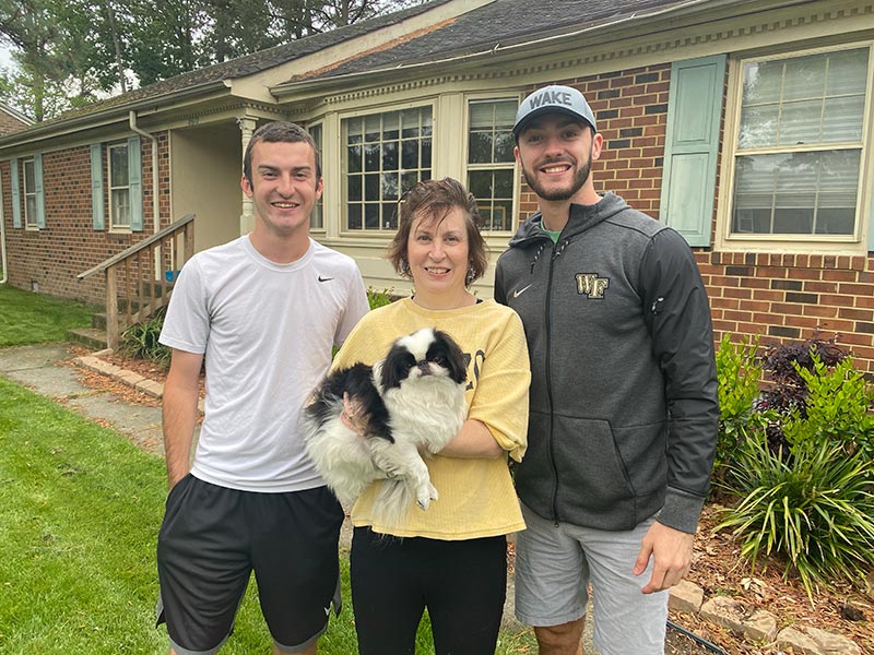 Vicki with sons Ben and Harry and that's Romeo in her arms